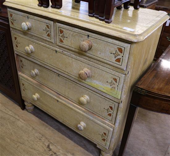 Decorated pine Victorian chest